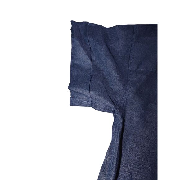 J Crew Shirtdress Oversized Linen Baird McNutt Womens Small Navy Grandmacore NWT - Picture 4 of 7